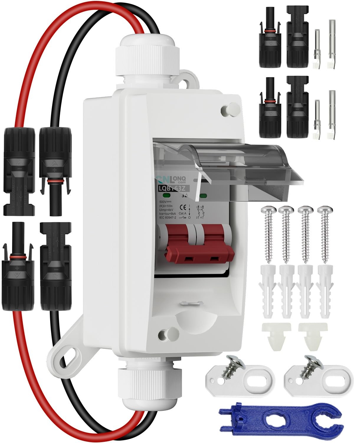 Solar Panel Disconnect Switch 32A 500V DC Circuit Breaker IP65 for Outdoor Use
