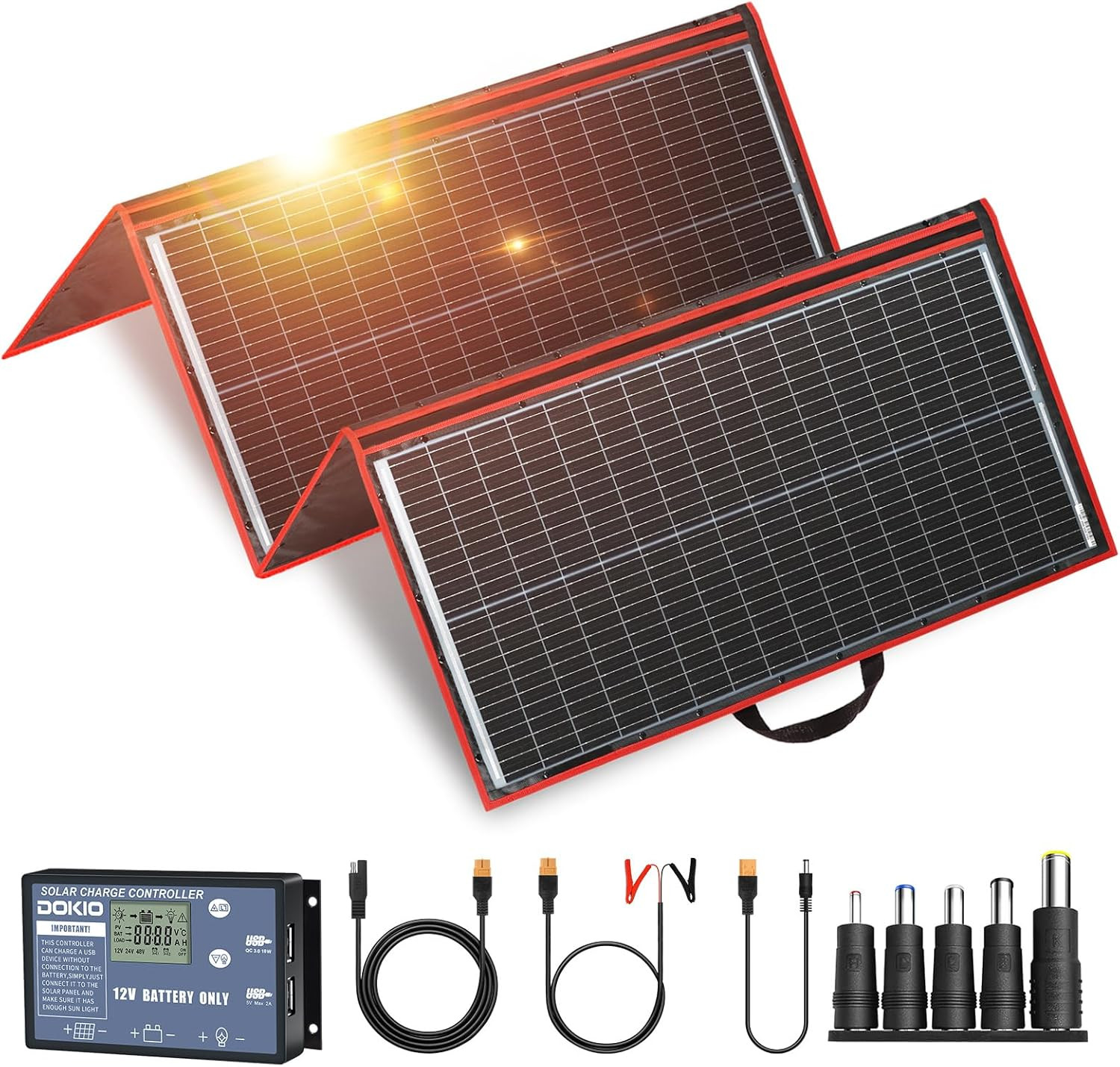 300W Portable Foldable Solar Panel Kit, Compact 19.3X37.4In Design 15.2Lb with S
