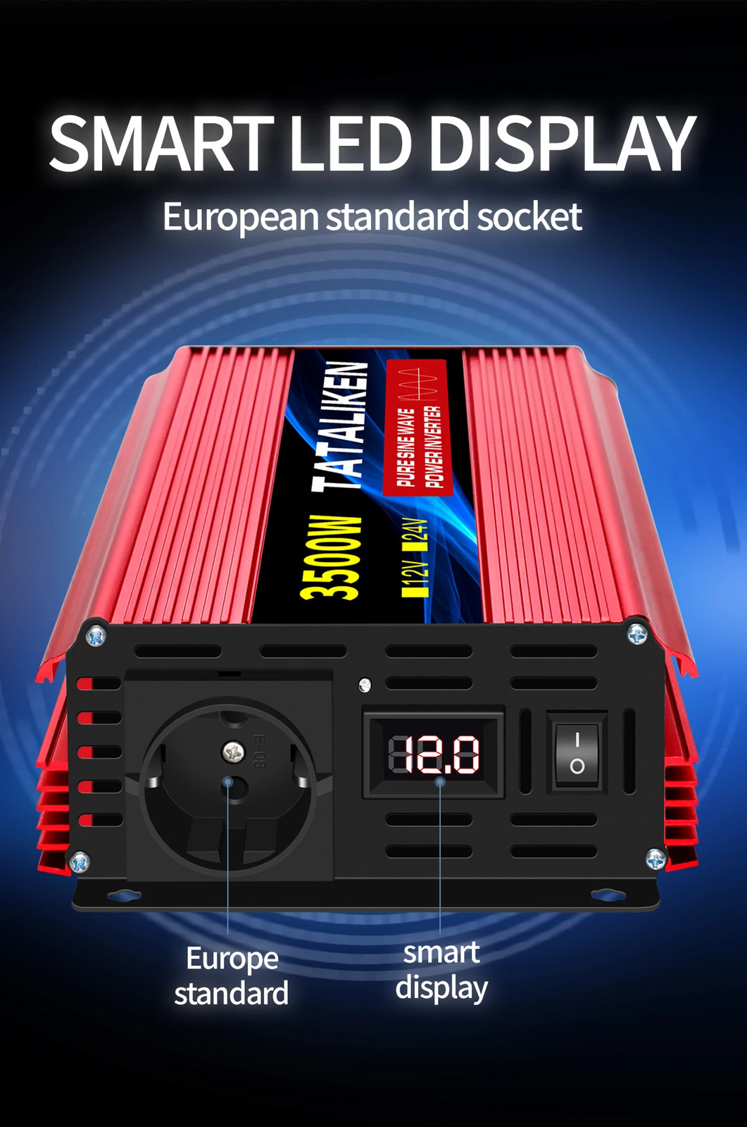 Inverter Pure Sine Wave 2500W/3500W/4500W/5000WDC 12V/24V to AC 220V 230V Volta