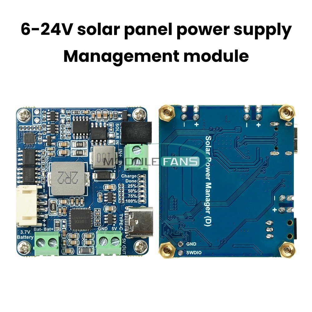 6-24V Solar Panel Power Management Module 5V 3A Supports MPPT, PD QC FCP SFCP