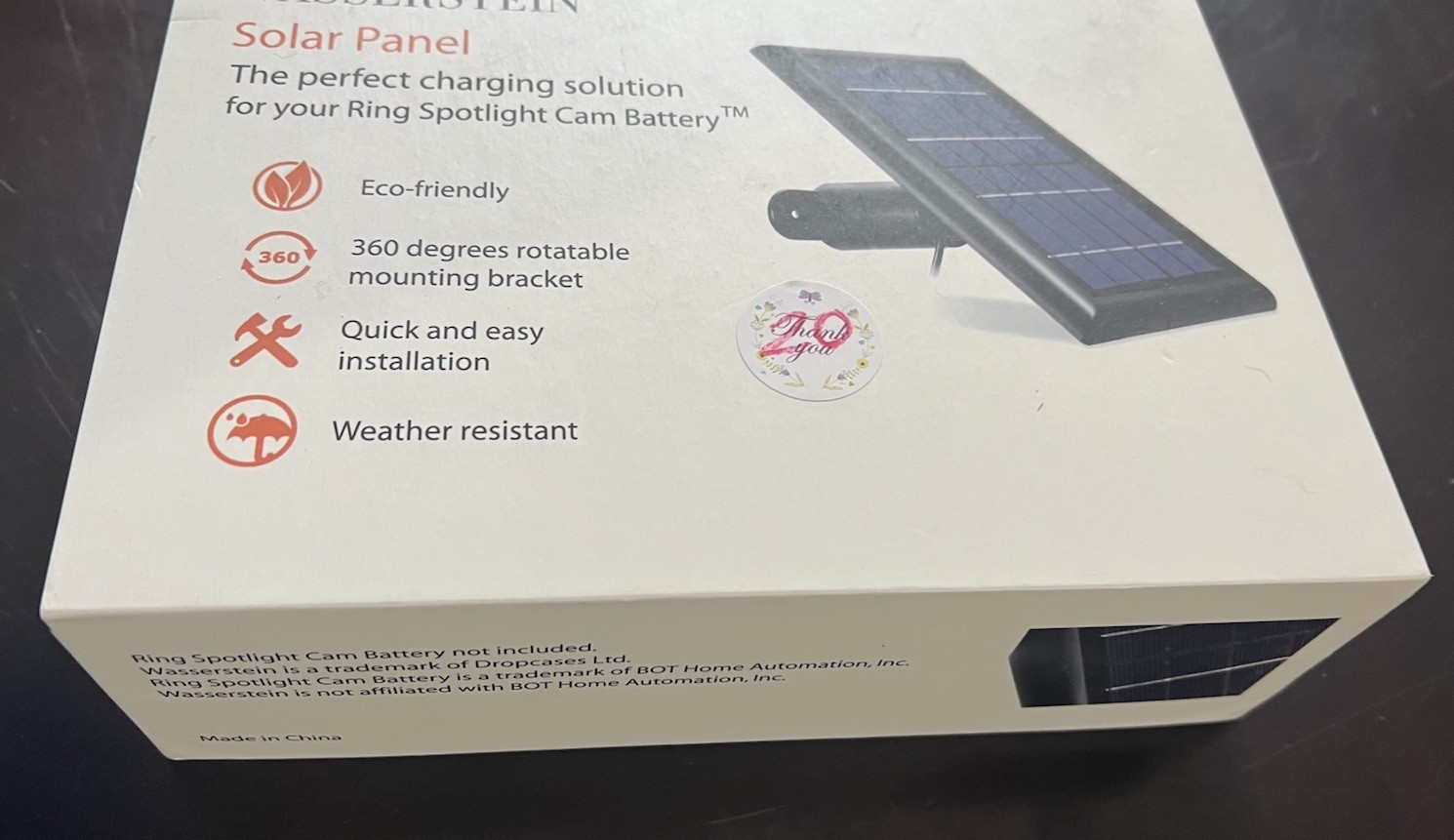 Wasserstein Solar Panel NIB (4348A) Blink Compatible