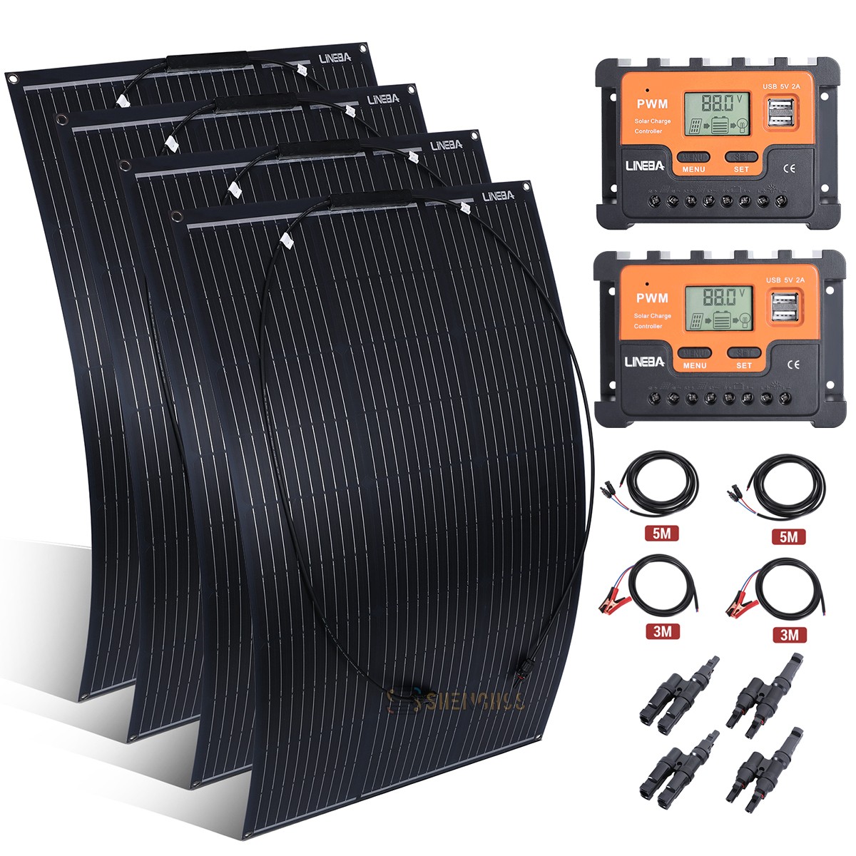 400W Flexible Solar Panel Portable Power Camping Home RV Battery Solar Charge