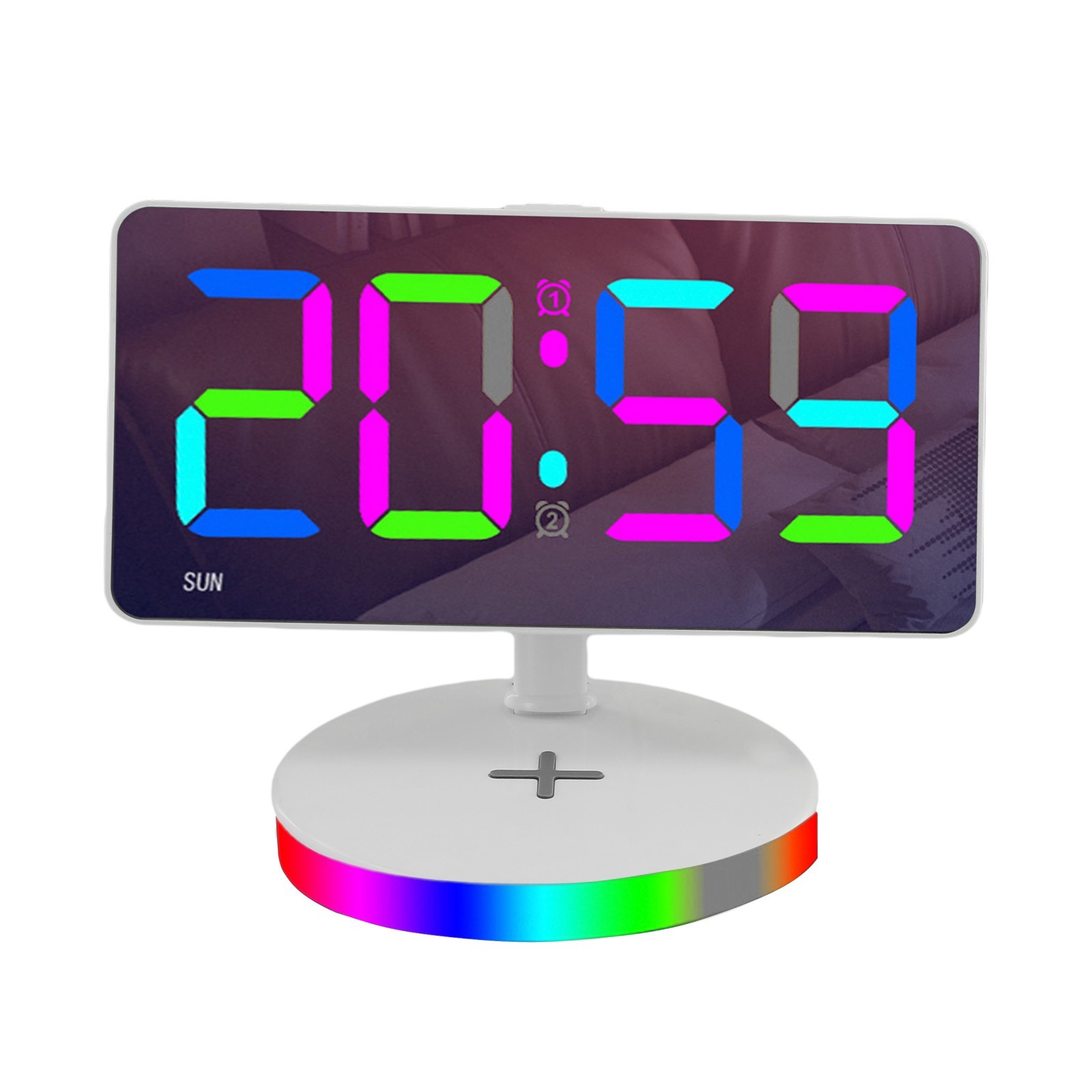 Stylish Electronic Desk Clock Featuring Customizable Colors and Alarms