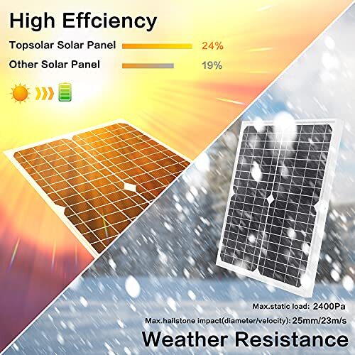 Topsolar Solar Panel Kit 20W 12V Monocrystalline with 10A Solar Charge