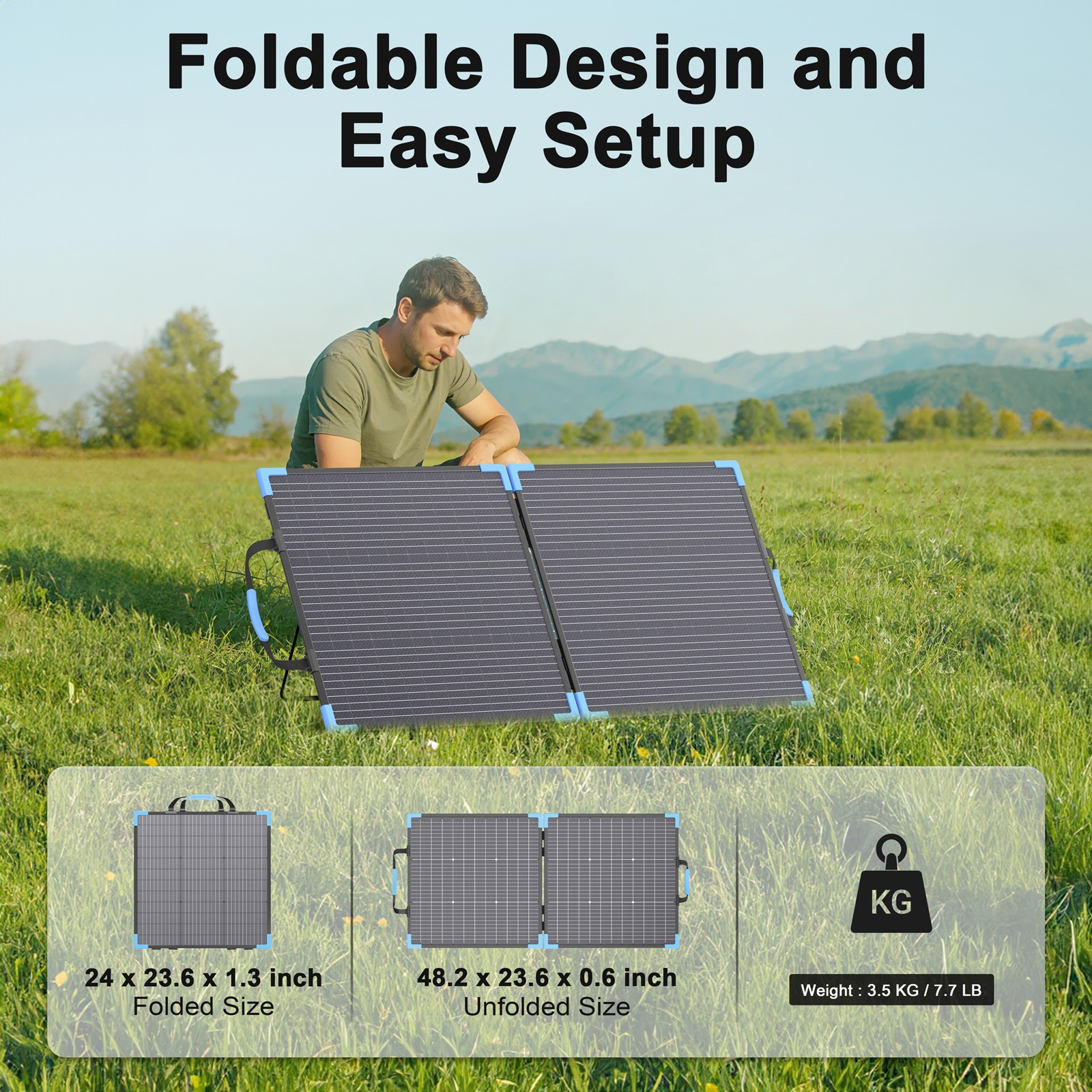 Solar Panel 110W Bifacial for EcoFlow DELTA 3 Plus 1024Wh Portable Power Station