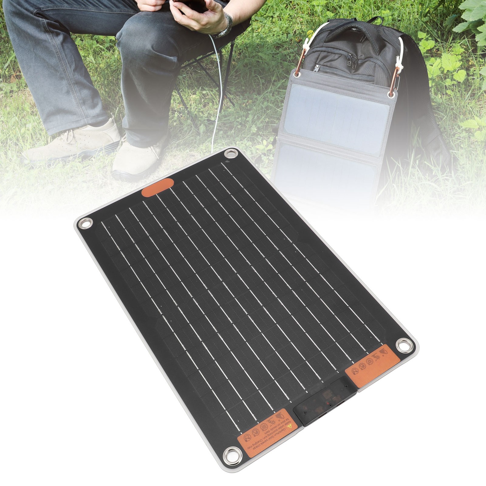 15W 5V 2.5A Solar Panel Battery Charger Monocrystalline Silicon Rain Proof FBIO