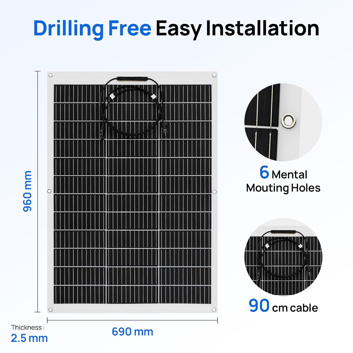 ECO-WORTHY Waterproof Monocrystalline Lightweight Solar Panel 2Pcs 130 Watt (260