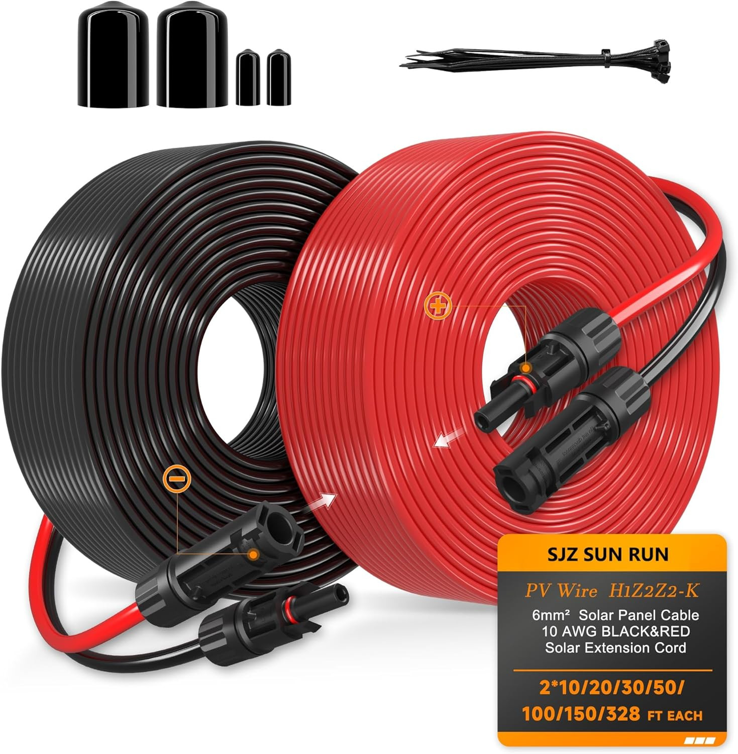 Solar Extension Cable 10AWG 6Mm² 100FT PV Wire 10Gauge SJZSUNRUN Adaptor Panels