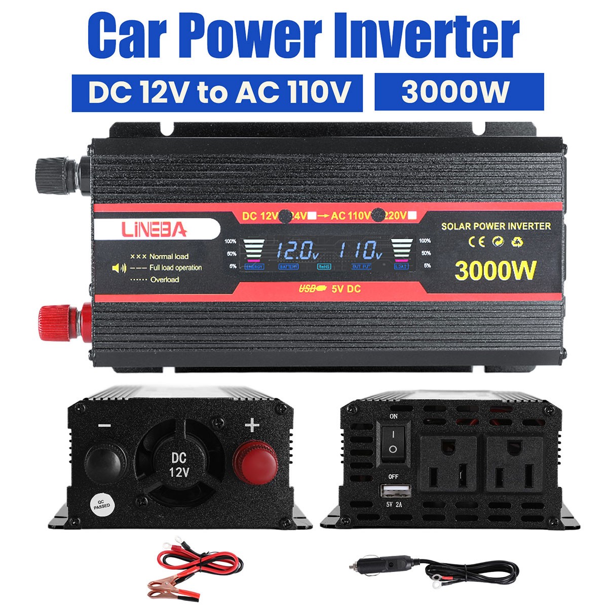 Complete Solar Panel Kit 3000W Power Inverter 12V Battery Charger Controller US