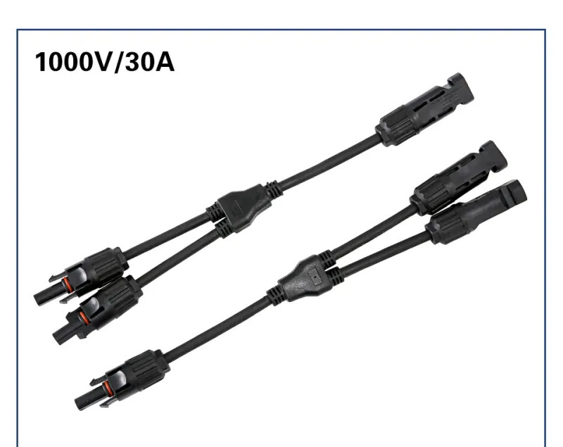 Parallel Connector 2-to-1 PV 1000V 30A Branch Adapter Cable For Combiner Box