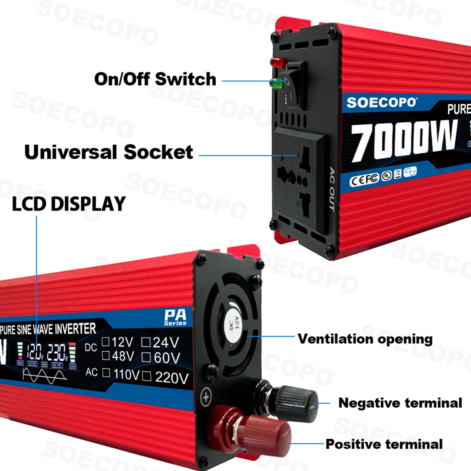 7000W Solar System Kit 100A Controller DC12V AC110 220V Panel for RV Boat Camp
