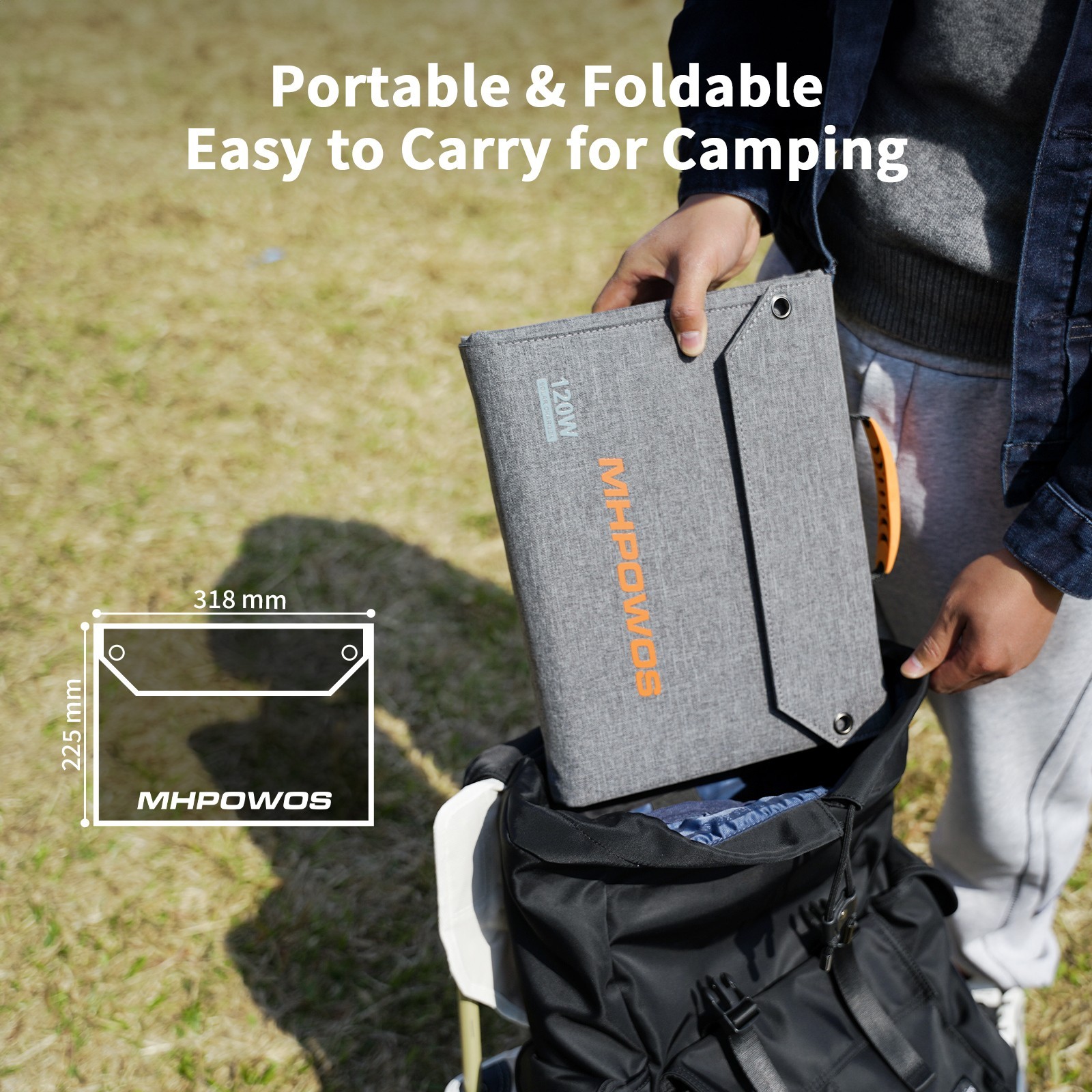 MHPOWOS 40W 80W 120W Portable Solar Panel Charger USB Foldable IP65 Waterproof