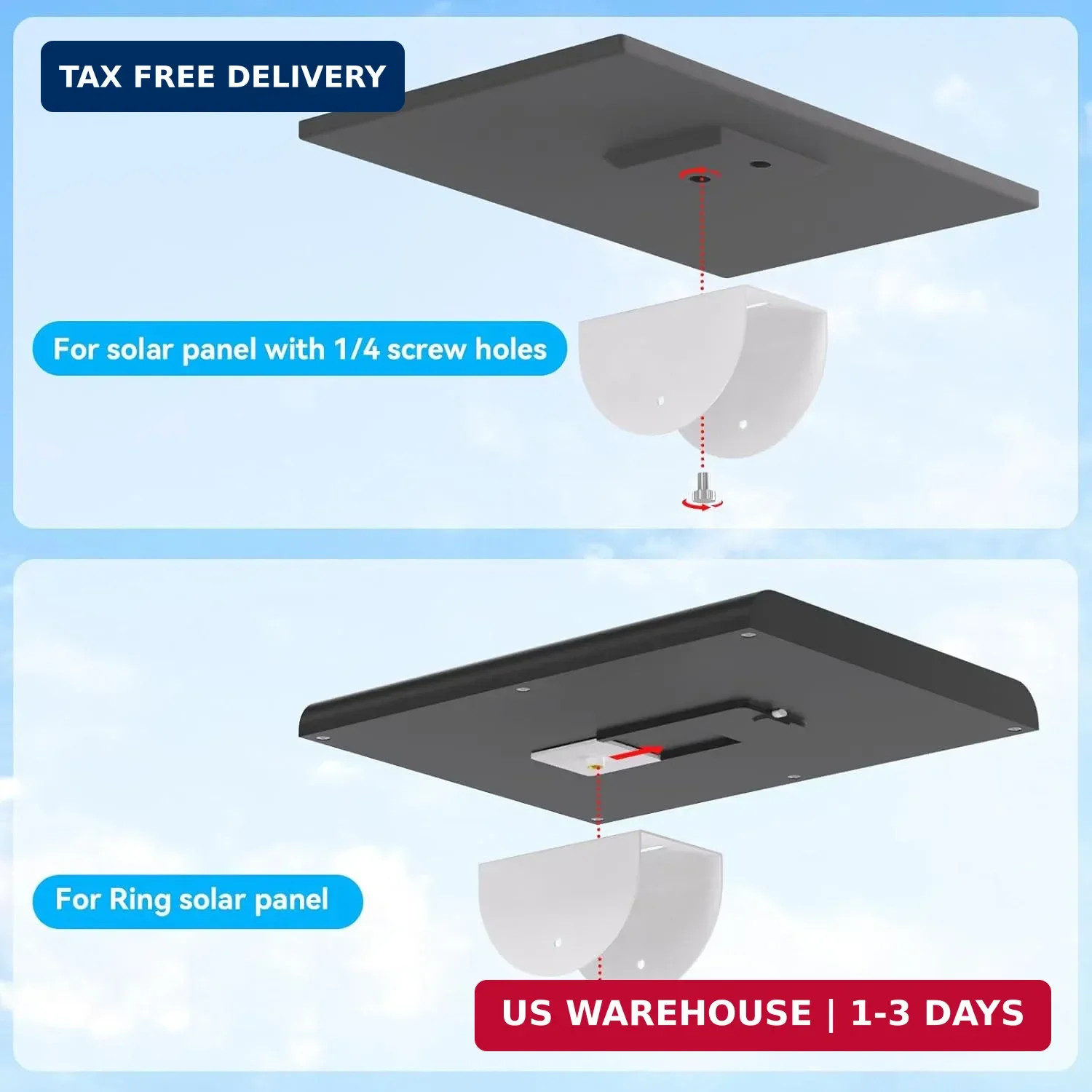 Universal 2 Pack Solar Panel Wall Mount Bracket – 30cm L-Shape Mount with Adjust