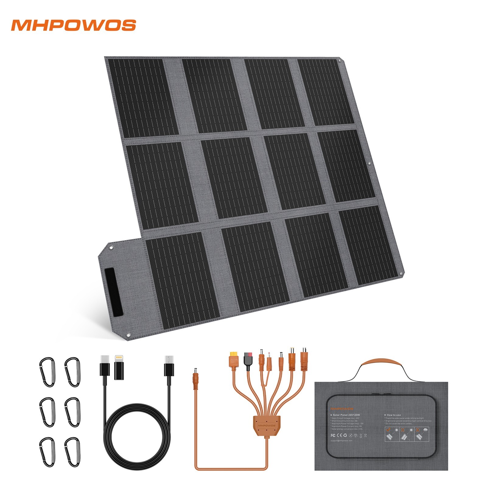 Folding Solar Panel Charger Power Bank 120 watt PD PPS Solar Phone Fast Charger