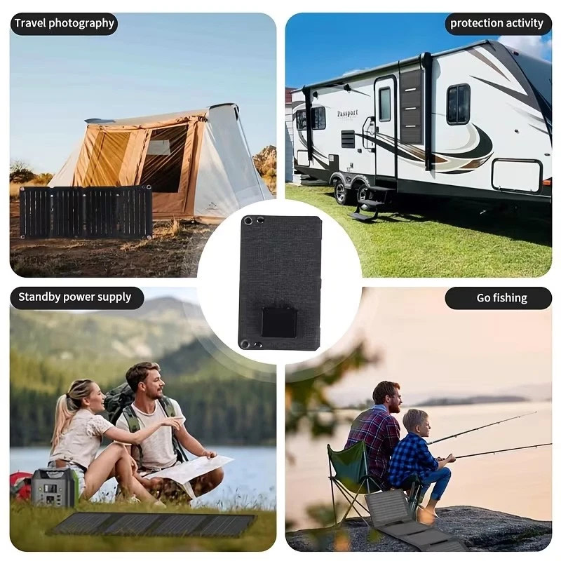 10W Foldable Solar Panel Charger USB 5V Power Bank Waterproof for Camping Hiking