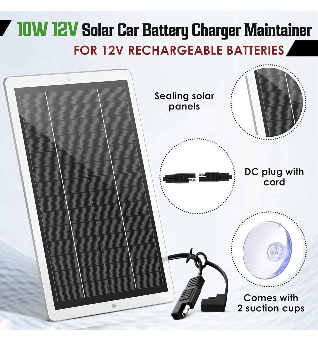1 Pack 12V Solar Panel Trickle Charger Kit 12V Vehicle Maintainer For RV/car