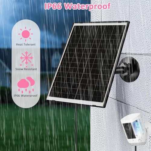 FUTUREZEN 10W Solar Panel for Ring Camera, DC 3.5×1.35mm & USB-C Solar 2 Black