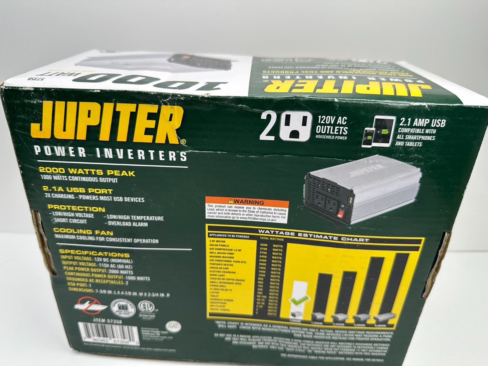 JUPITER 1000 Watt Continuous/2000 Watt Peak Modified Sine Wave Power Inverter