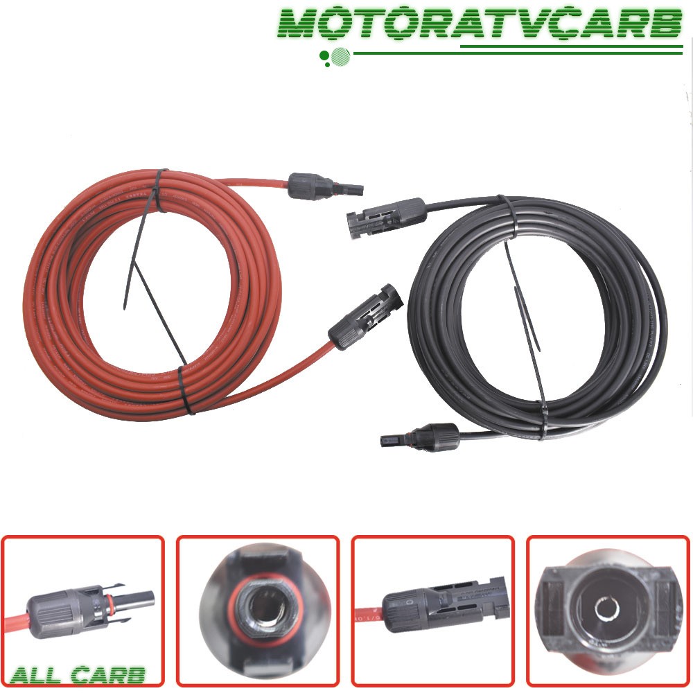 ALL-CARB 30 FT 12 AWG Black + Red Solar Panel Extension Cable Wire Connector