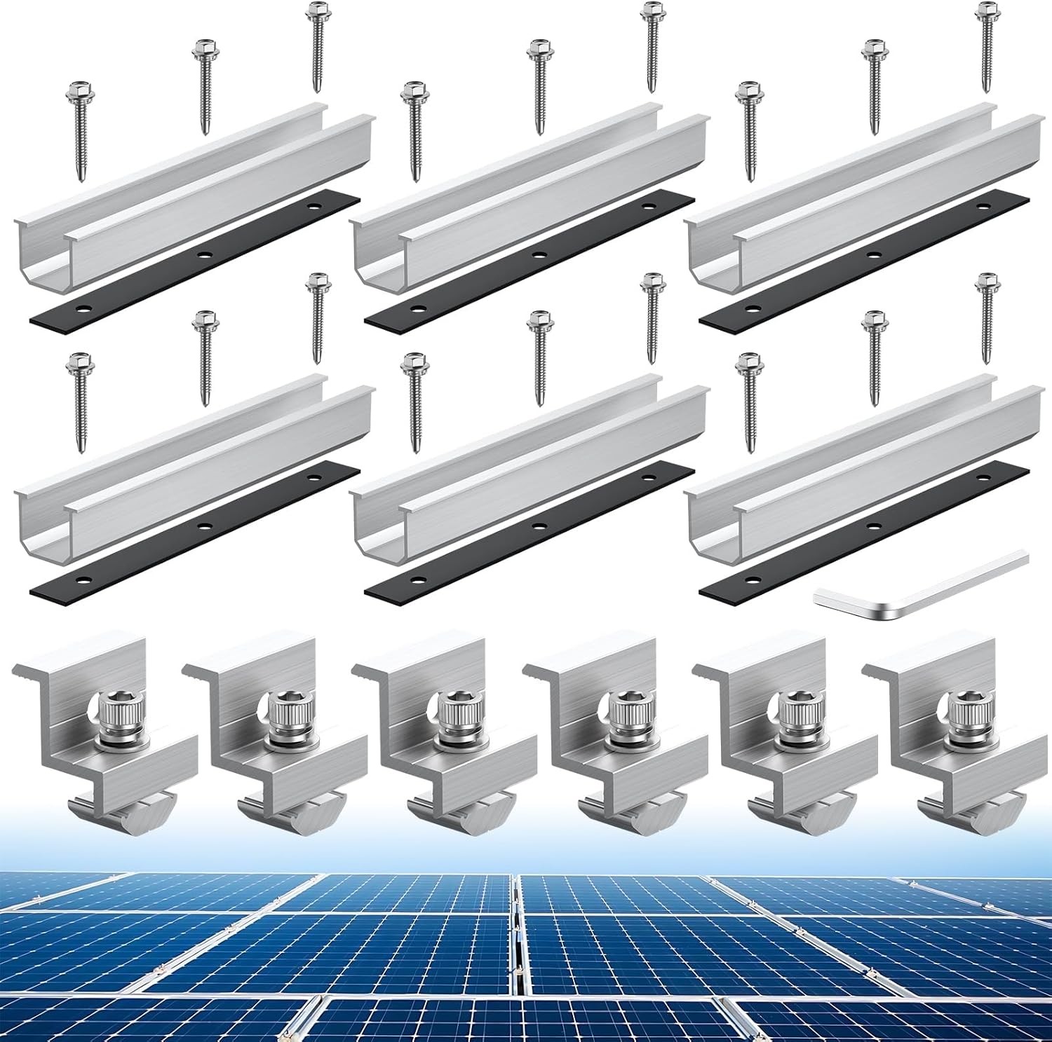 Solar Panel Bracket Kit, 6 Pcs 7.87 in Aluminium Solar Panel Mounting Rail 30Mm/