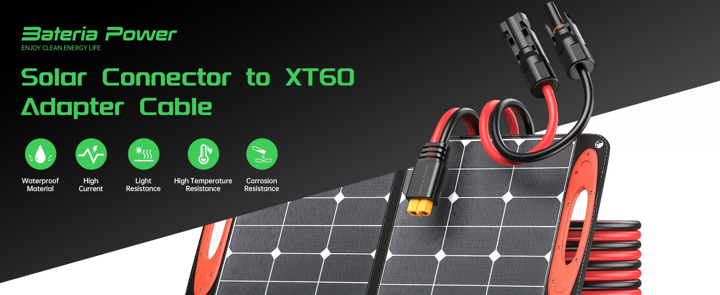Solar to XT60 Charge Extension Cable 12AWG 20Ft Solar Connector 5 Stars Rated