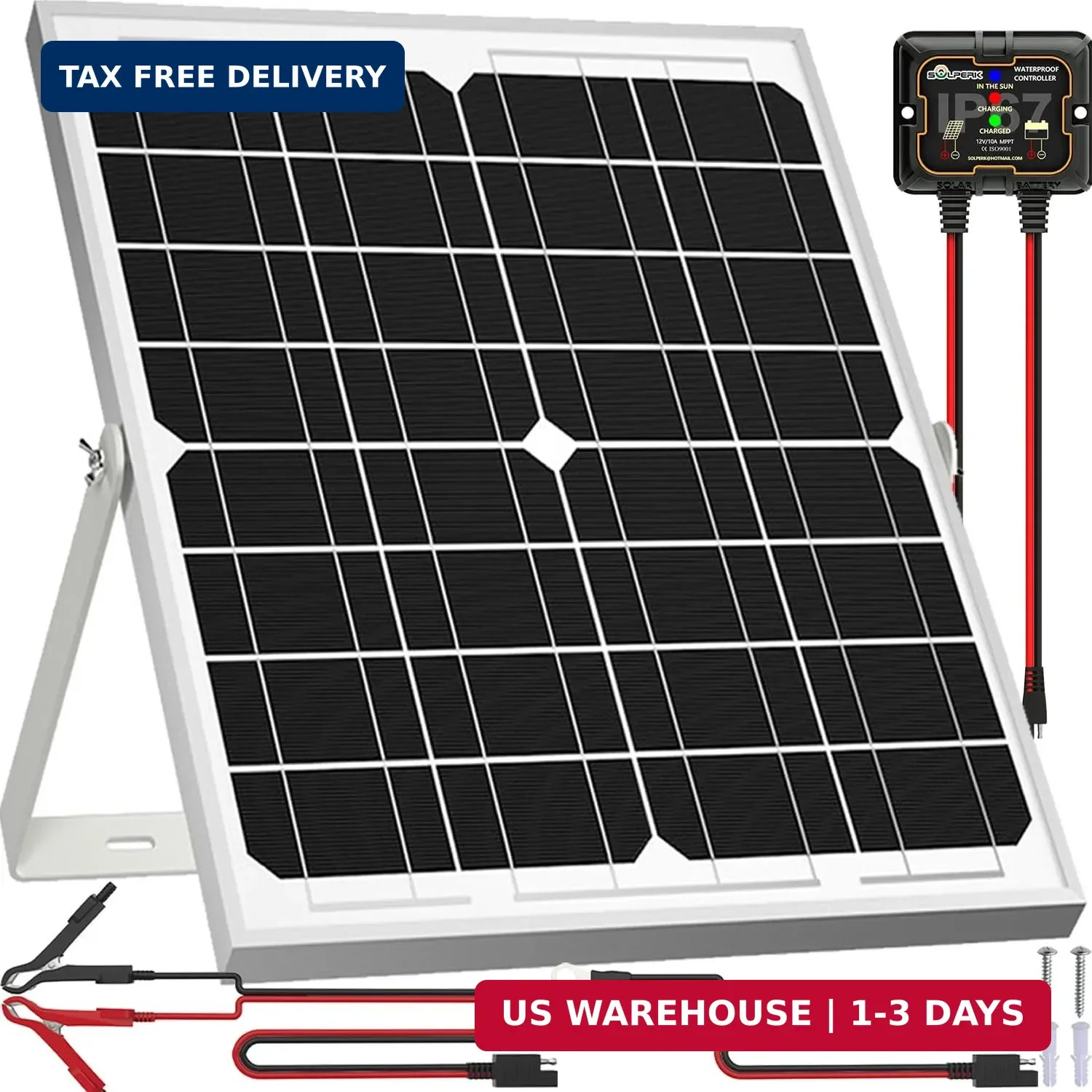 SOLPERK Solar Panel Kit 20W 12V, Waterproof Solar Battery Trickle Charger Mainta