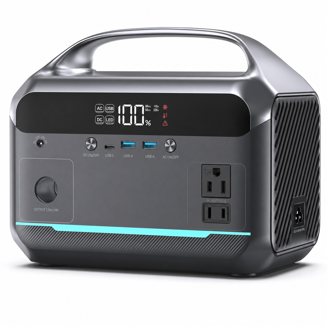 288Wh Portable Power Station 350W 600W Surge LiFePO4 Battery 110V AC Outlet