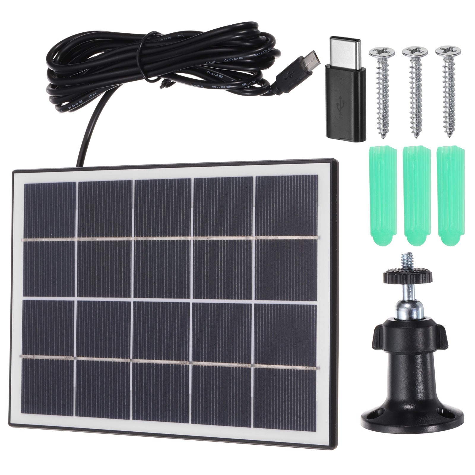 3W Solar Panels for Security Camera, 5V 0.6A USB Solar Panel Charger, Black