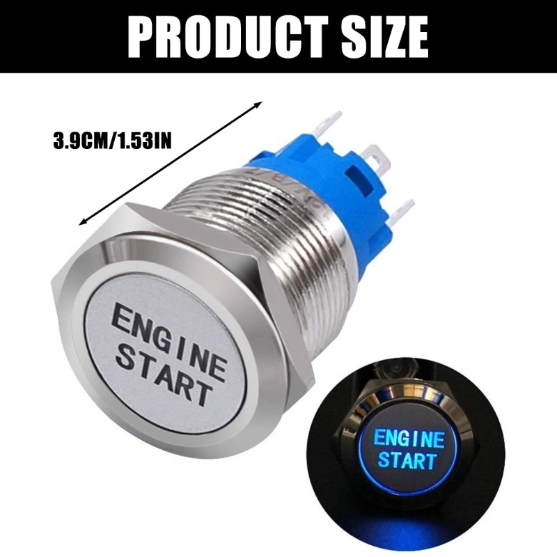 19Mm Metal Push Button Switches with Led Waterproof 12V for Car Modification Use
