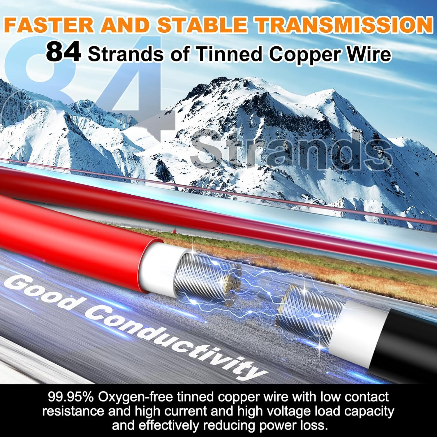 2X50 Feet Solar Panel Wire, 10AWG Solar Wire Tinned Copper 10 Gauge PV Cable, fo
