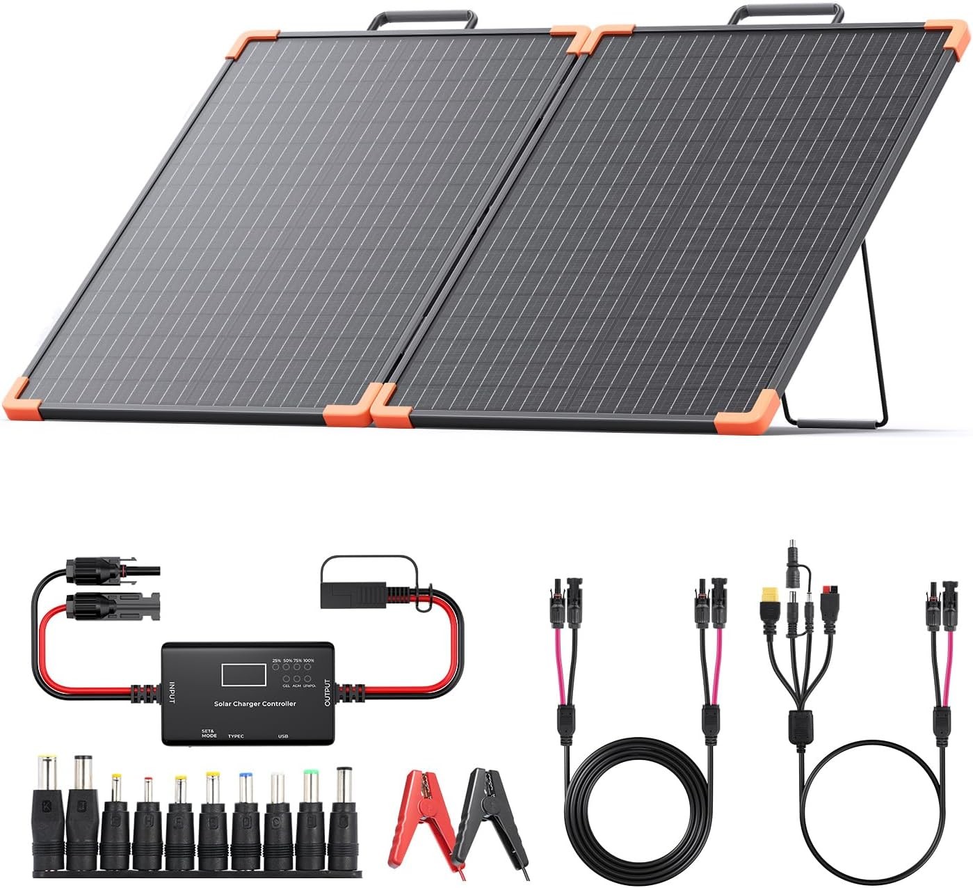 ZOUPW 100W Portable Solar Panel Foldable Tempered Glass