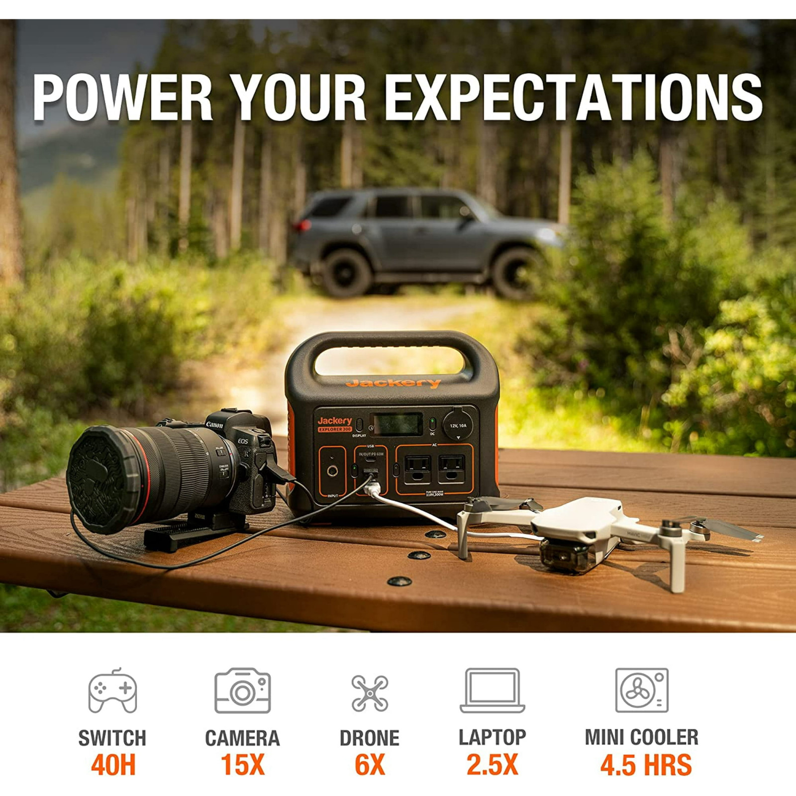 Jackery Explorer 290 Plus Portable Power Station w/ Car Cable