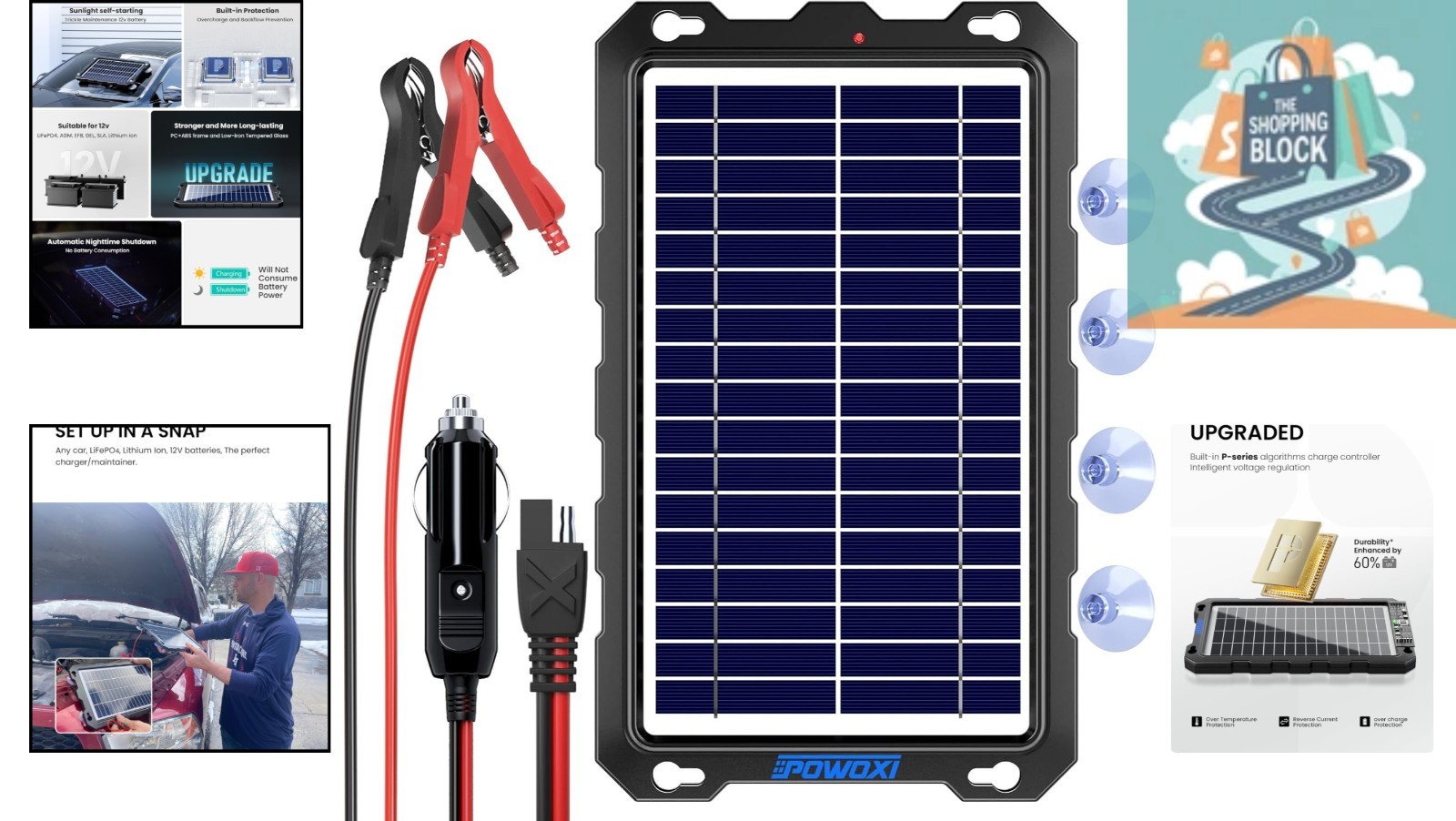 7.5W Waterproof Solar Battery Charger for 12V Cars & Marine