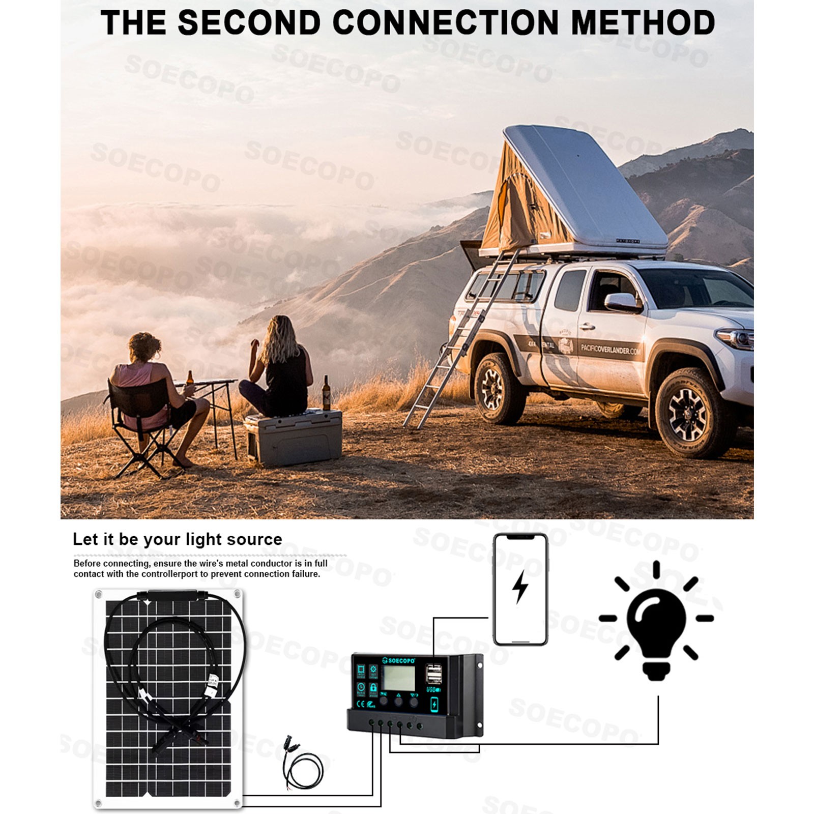 SOECOPO 7000W Peak Solar System Kit Flexible Panel 100A Controller 12V 24V