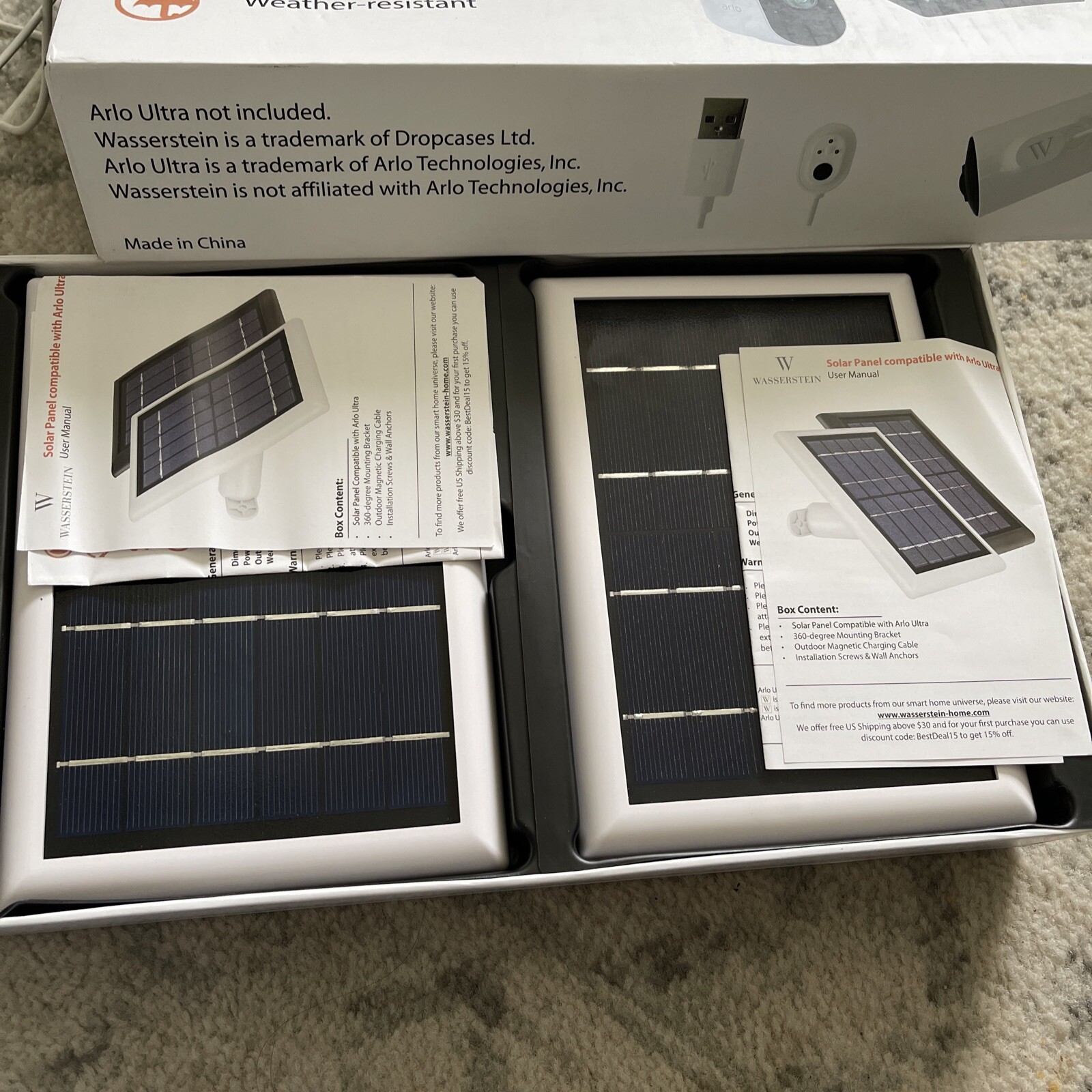 Wasserstein Bundle – Arlo 2-Pack White Solar Panel & 2-Pack 2-in-1 White