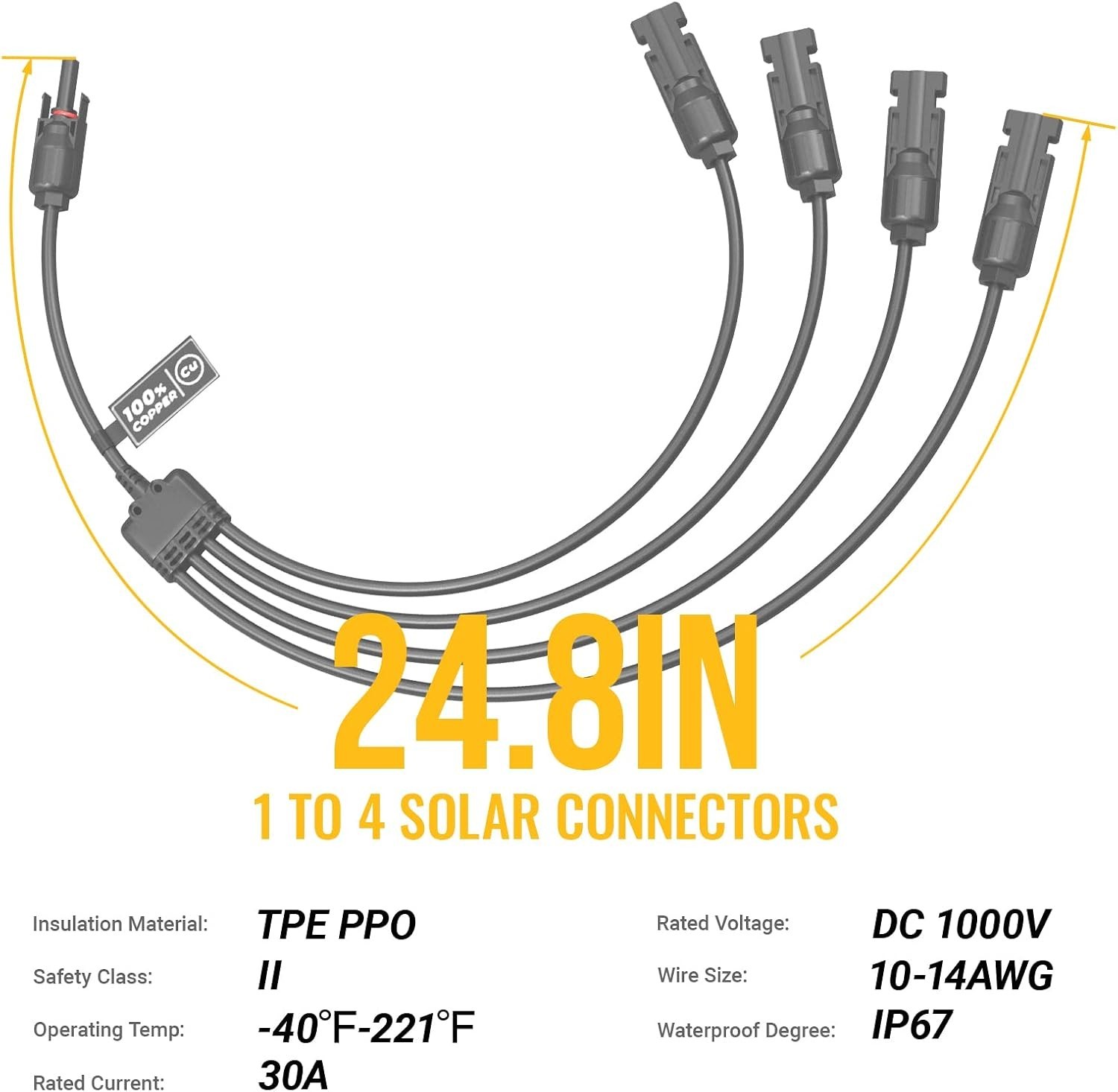 Durable Solar Panel Parallel Connectors – Connect 1 Male to 4 Female Easily