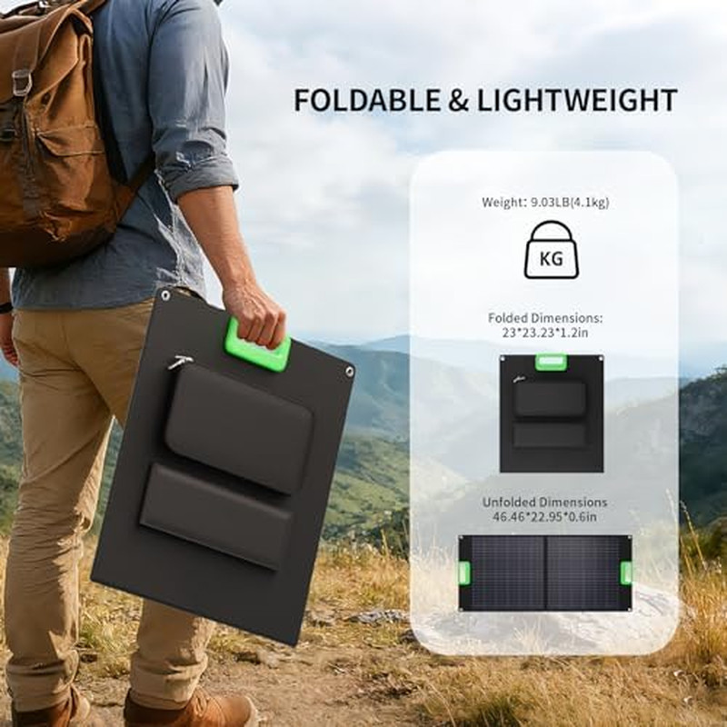 100W Portable Solar Panel, 23.5% High Efficiency ETFE Foldable Solar Charger for