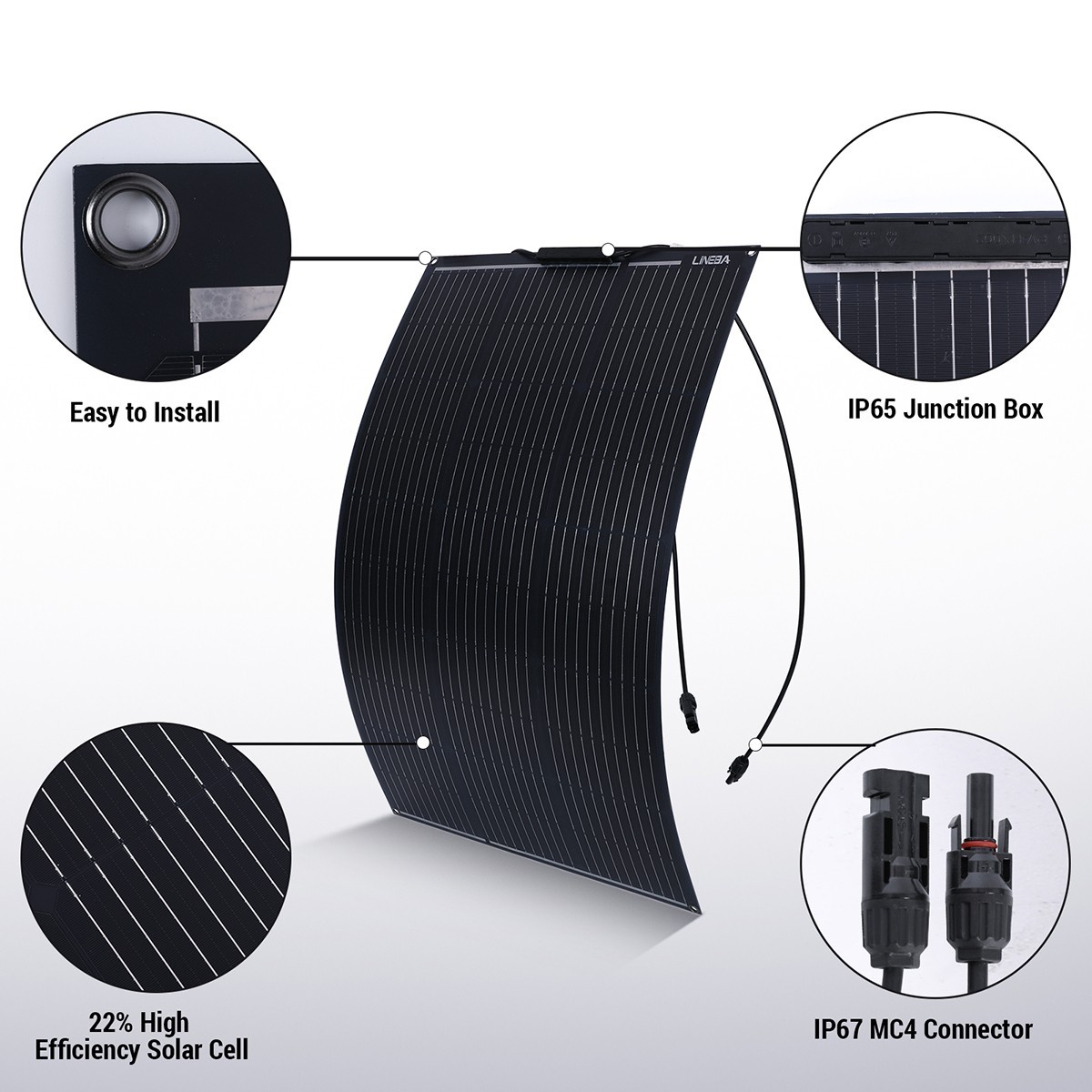 Waterproof 100W Watt 18V Solar Panel Mono 23% High Efficiency PV for Sunshed Car