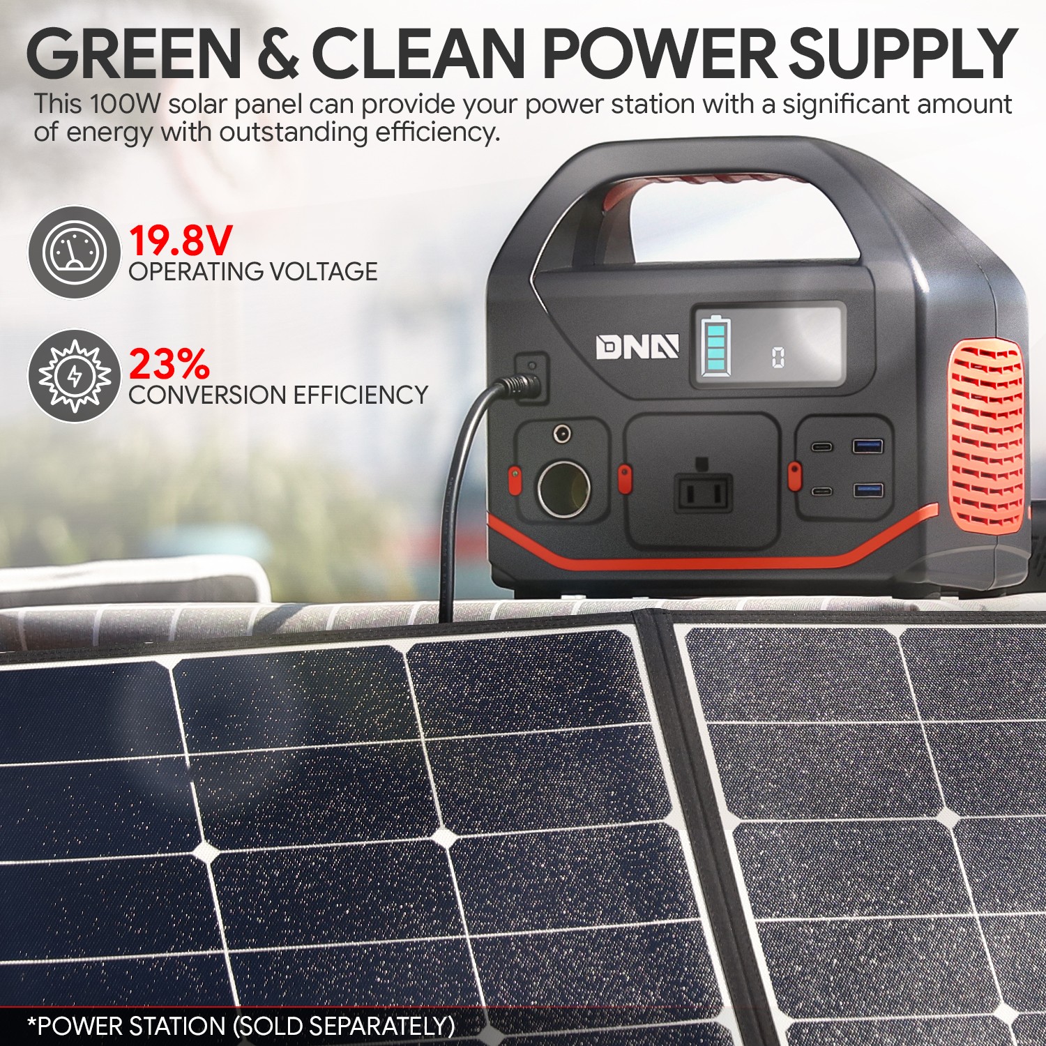 Outdoor Camping Travel Home Garden 100W Portable Solar Panel Kit w/ USB Ports