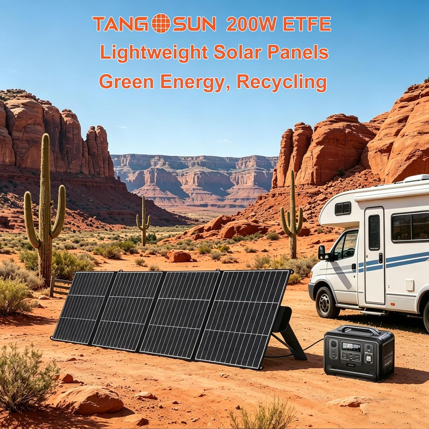 200W Portable Solar Panel for Power Station 25% Efficiency HPBC Cells ETFE Folda