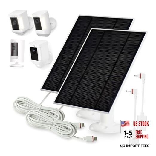 Solar Panel Charger Compatible with Ring Stick Up Cam/Pro,Ring Spotlight 2 Pack