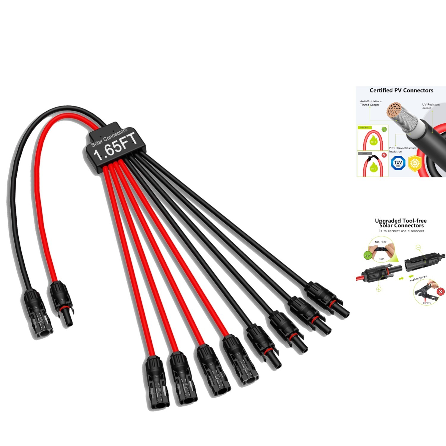 Efficient Tool-Free Solar Panel Connectors, 30A Current for Ultimate Performance