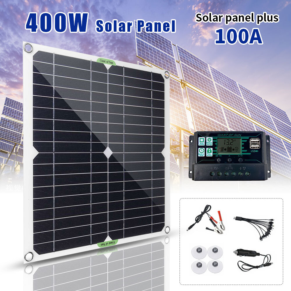 Complete Solar Panel Kit Solar 400W Power Generator 100A Home 12V Grid System
