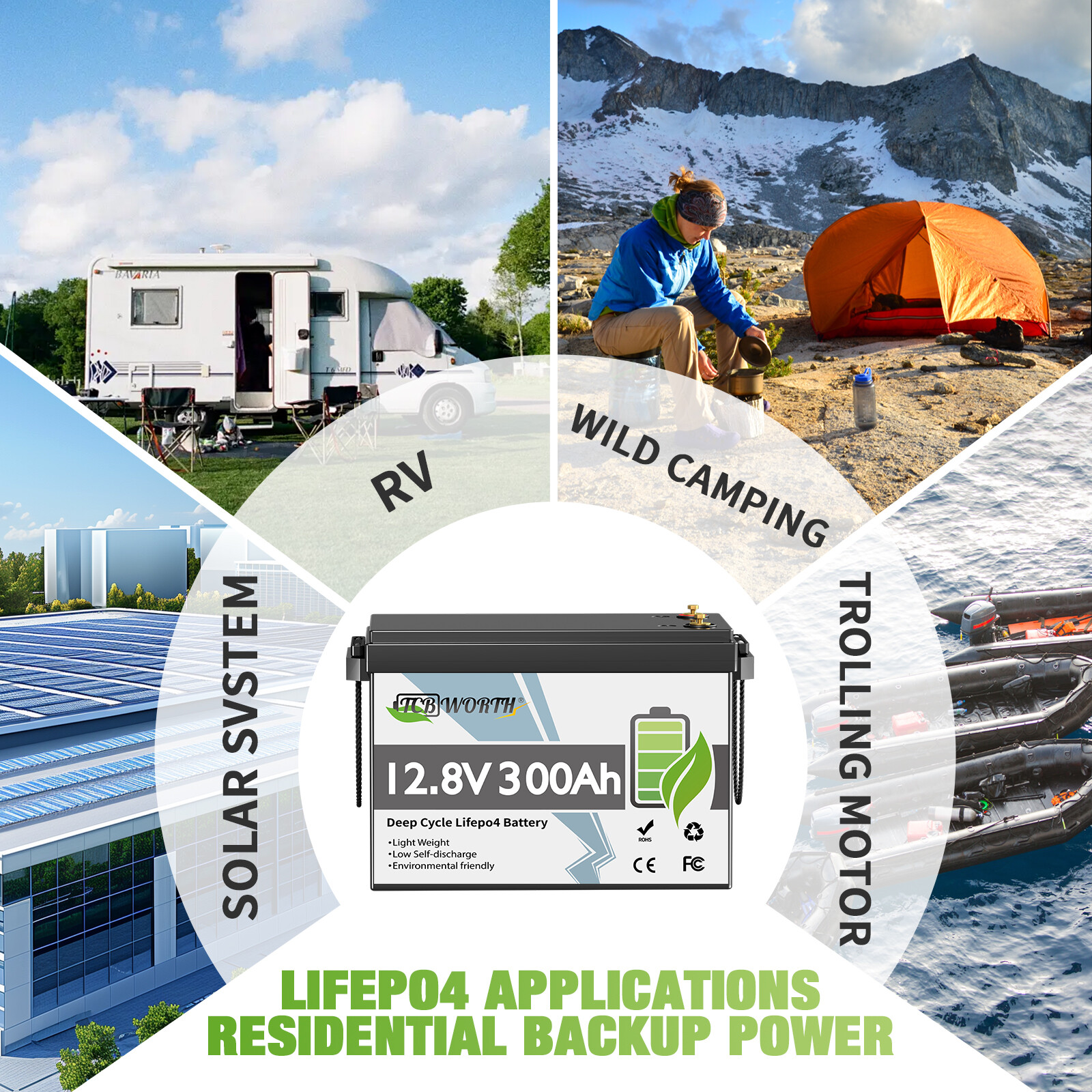 12V/24V 300Ah 200Ah 120Ah LiFePO4 Lithium Battery BMS For RV Solar Boat Off-grid