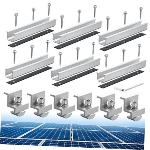 Solar Panel Bracket Kit, 6 Pcs 7.87 in Aluminium Solar Panel Mounting Silver