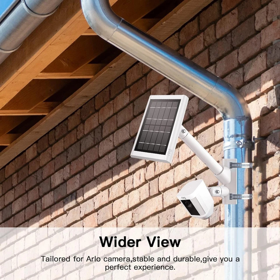 2-in-1 Pole Mounting Bracket for Ring Stick Up Cam Pro Solar Panel and White