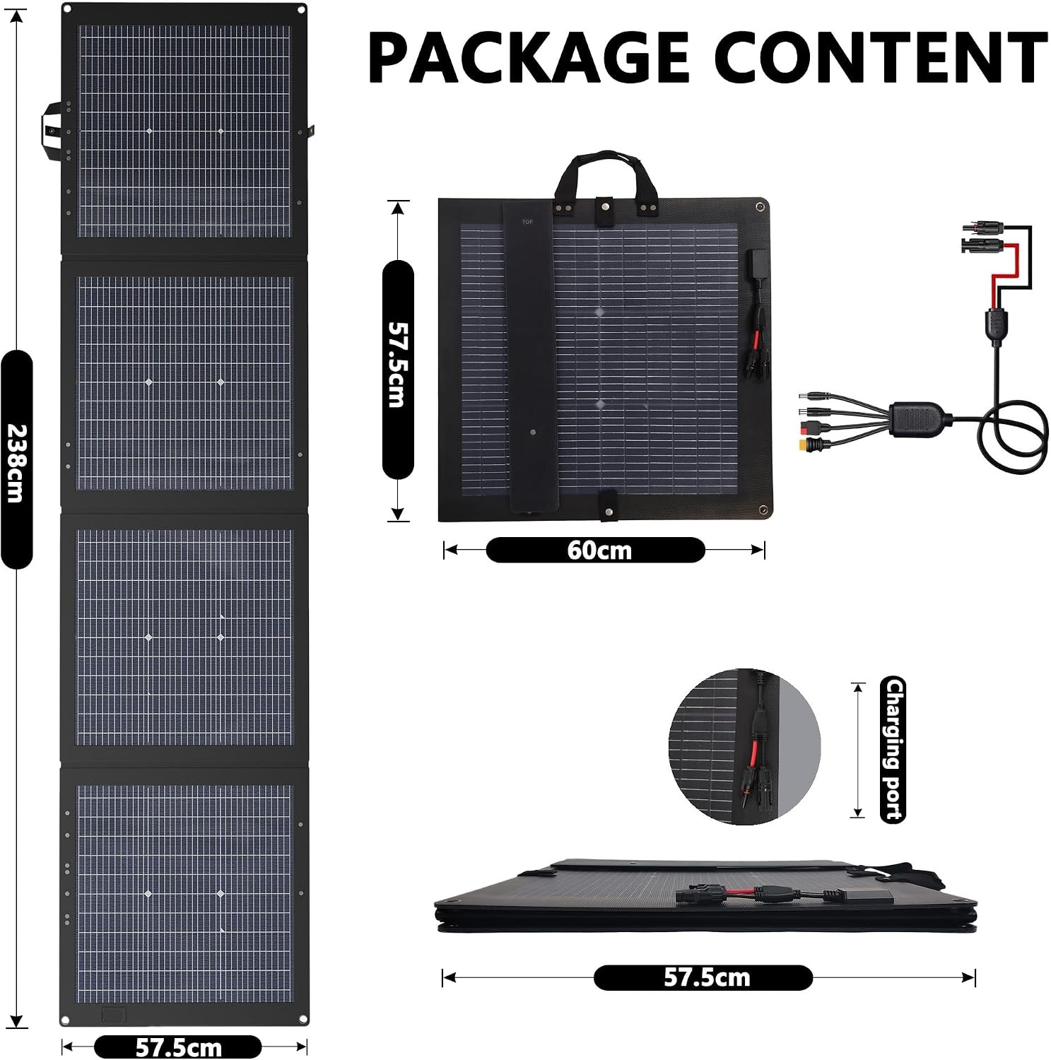 220W Bifacial Solar Panel Portable 25% High Efficiency Camping