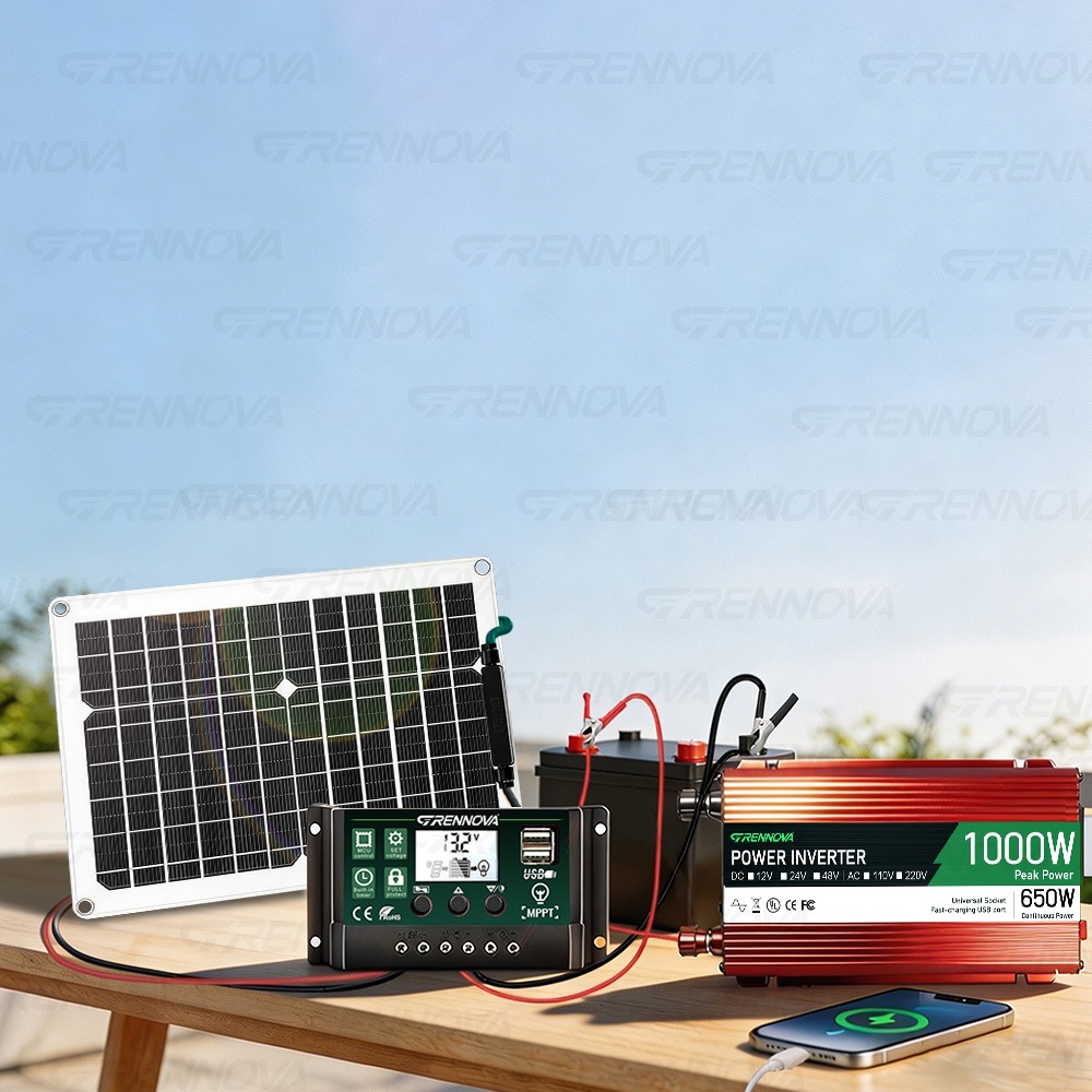 Grennova 1000W Solar Kit Real 12V To 110V/220V Power Inverter 60A MPPT Controlle