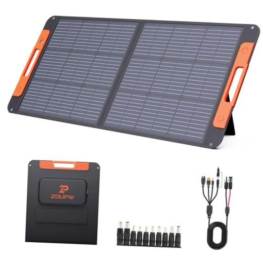 Portable Solar Panel with Solar Angle Guide,23.5% Efficiency Foldable 100W