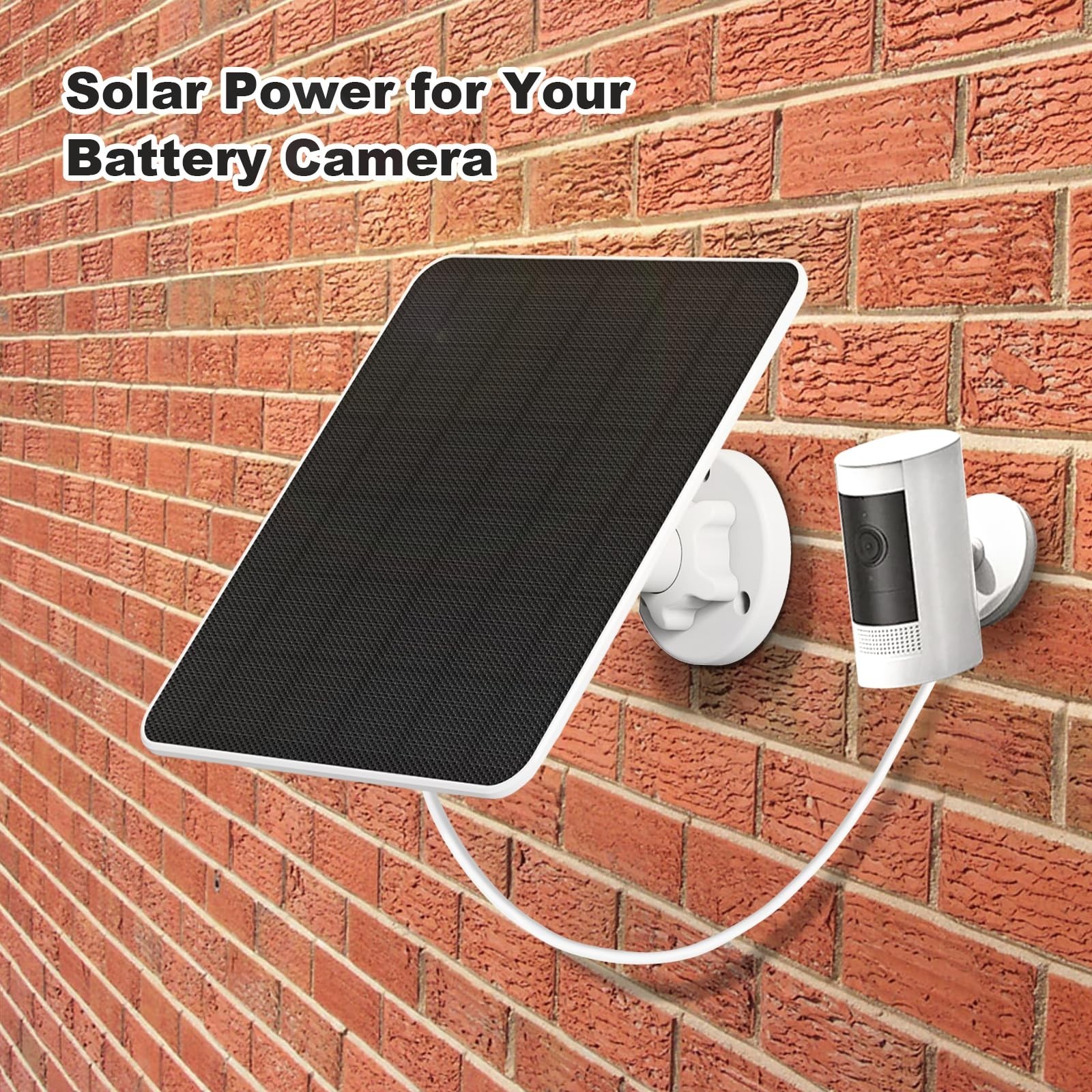5W Solar Panel Charger for Ring & Wyze Cameras, 9.8ft Cable, IP65 Waterproof, 2